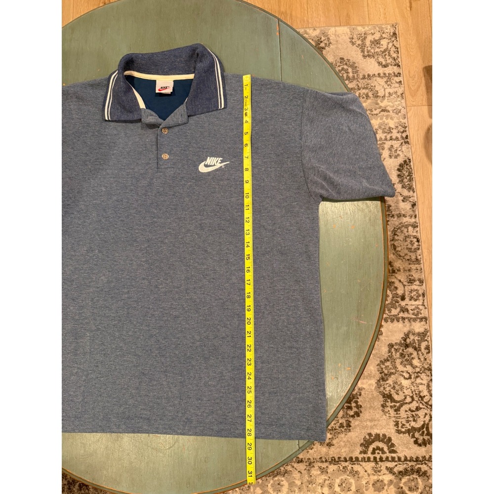 Vintage Nike Polo Shirt Mens XL Blue Heathered Cotton Made in USA Futura Logo - Picture 6 of 7